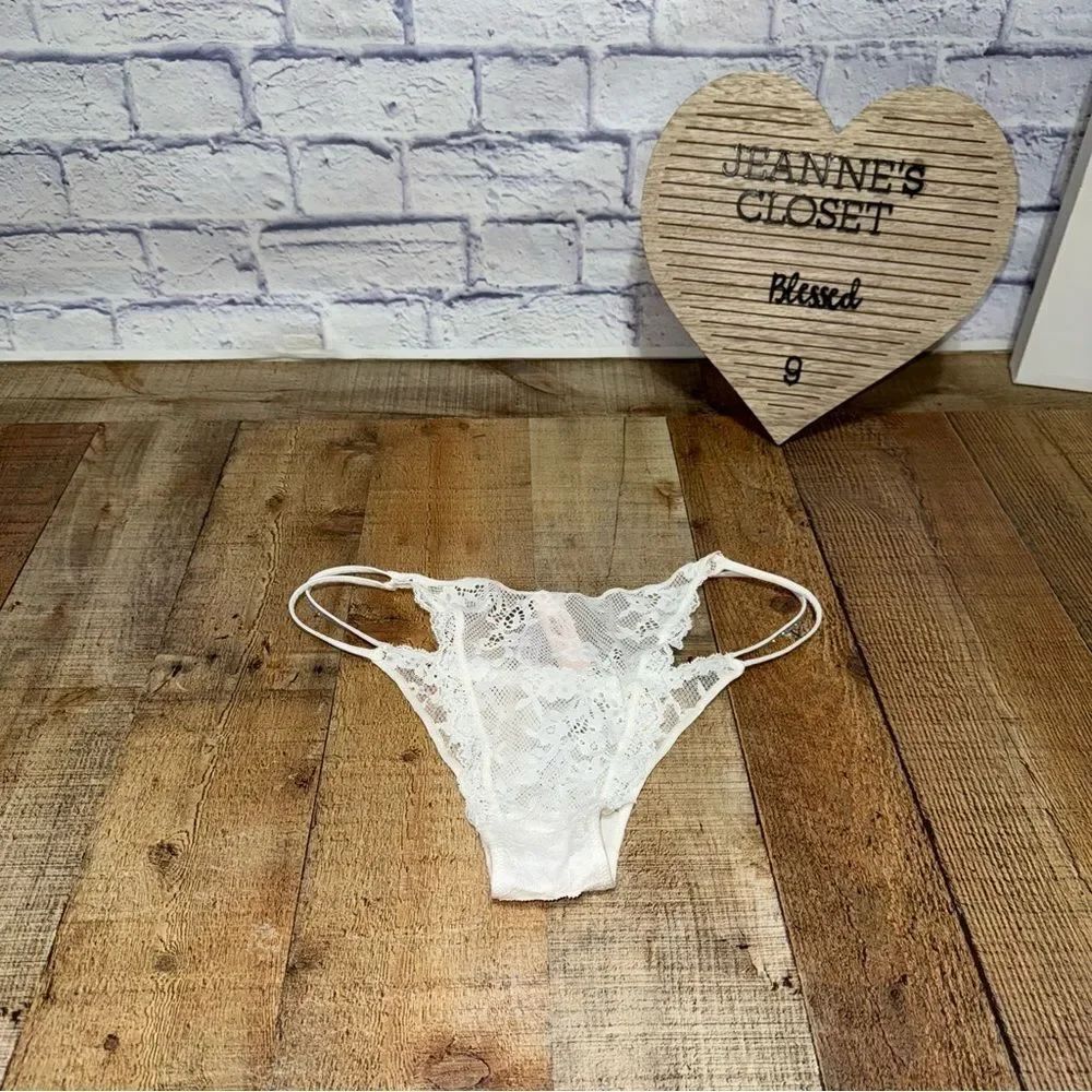 Victoria’s Secret dream angels silver twinkle strap lace Brazilian panty NWT XL